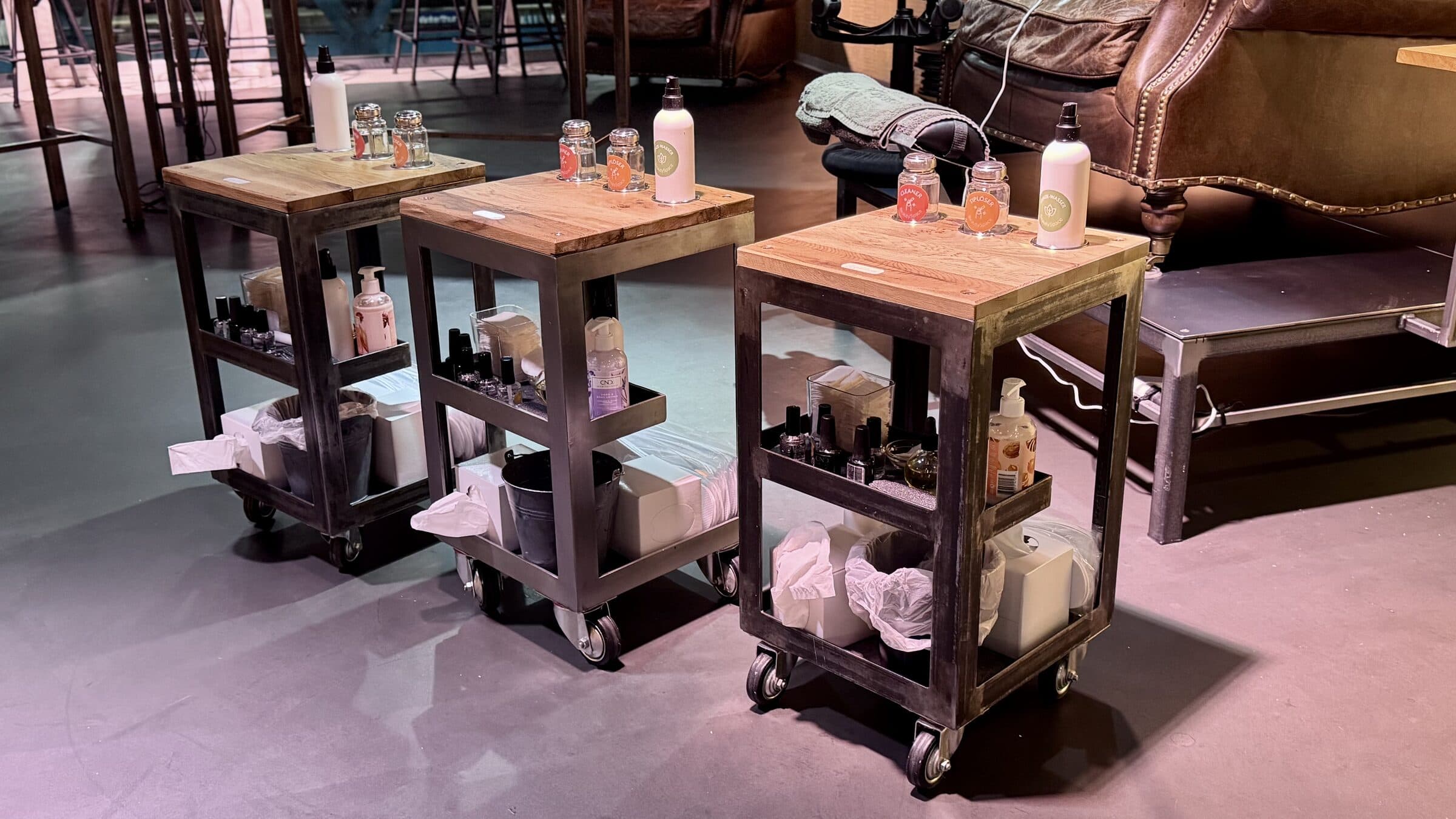 Three Hardware Lab trolleys in a BeautySpace studio